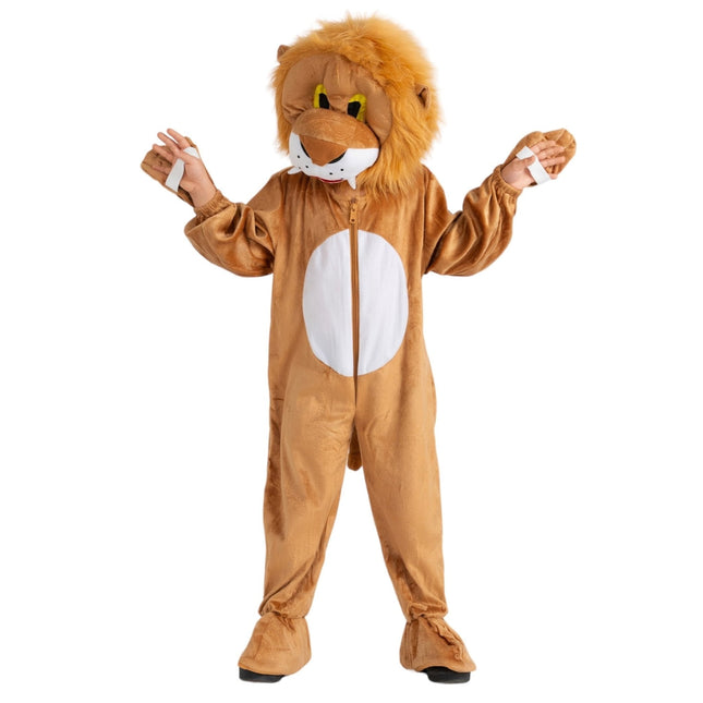 Kids Lion Mascot Costume with Plush Jumpsuit, Mane and Full Headpiece