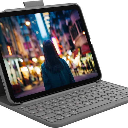 Logitech Slim Folio Bluetooth Keyboard Case for iPad (10th Generation) with Integrated Wireless Keyboard (Refurbished)
