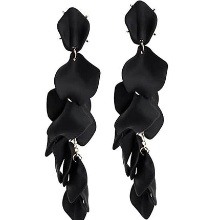 Long Acrylic Rose Petal Earrings