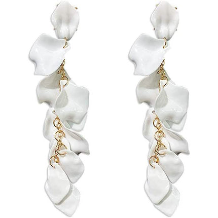 Long Acrylic Rose Petal Earrings