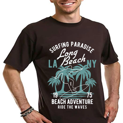 Long Beach Men's Bamboo Viscose/Organic Cotton Short Sleeve Graphic T-Shirt