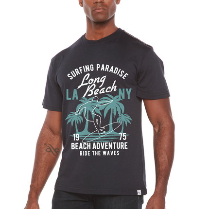 Long Beach Men's Bamboo Viscose/Organic Cotton Short Sleeve Graphic T-Shirt