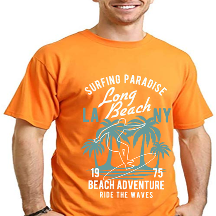 Long Beach Men's Bamboo Viscose/Organic Cotton Short Sleeve Graphic T-Shirt