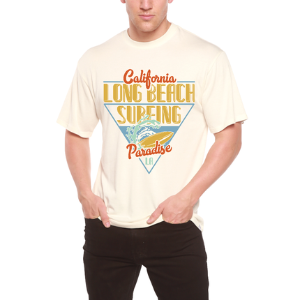 Long Beach Surfing Printed Men's Bamboo Viscose/Organic Cotton Short Sleeve Graphic T-Shirt