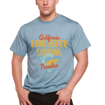Long Beach Surfing Printed Men's Bamboo Viscose/Organic Cotton Short Sleeve Graphic T-Shirt