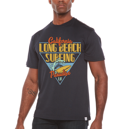 Long Beach Surfing Printed Men's Bamboo Viscose/Organic Cotton Short Sleeve Graphic T-Shirt