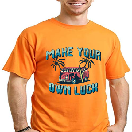 Make your own luck Men's Bamboo Viscose/Organic Cotton Short Sleeve Graphic T-Shirt