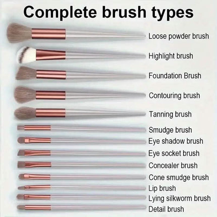 13-Piece: Professional Soft Fluffy Makeup Brush Set with Bag Case