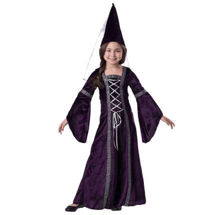 Kids Medieval Princess Costume with Royal Dress and Fantasy Details