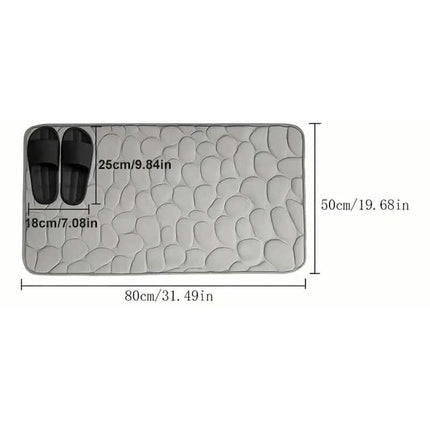 Memory Foam Bath Rug with Cobblestone Embossment