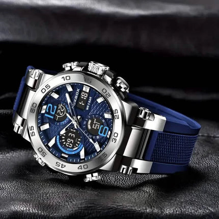Men Waterproof Dual Display Digital Quartz Watch