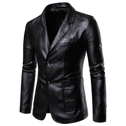 Men's Blazer Faux Leather Jacket