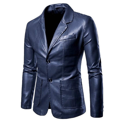 Men's Blazer Faux Leather Jacket