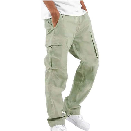 Men's Cargo Pants Trousers Drawstring Elastic Waist Multi Pocket