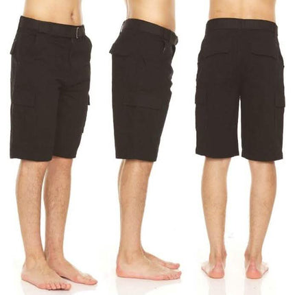 Men's Cotton Twill Belted Cargo Shorts