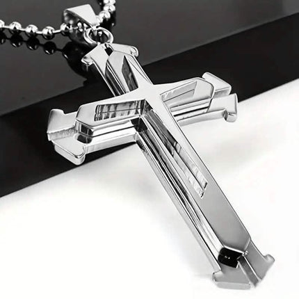 Men's Fashion Cross Dominance Guardian Multi Layer Necklace
