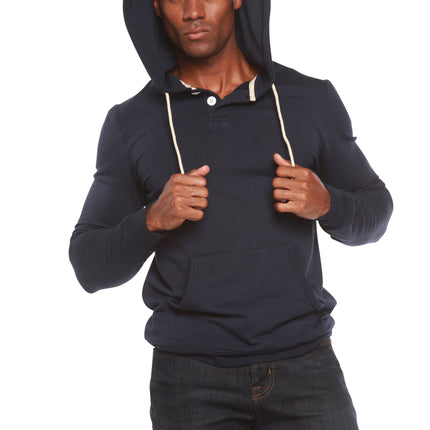 Men's Henley Style Bamboo Viscose Fleece Hoodie