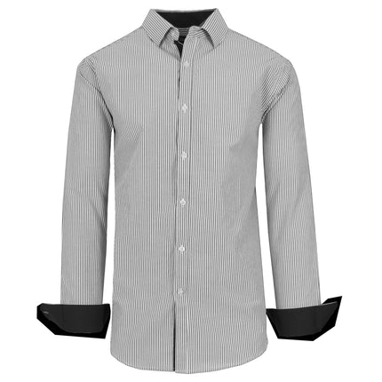Men's Long Sleeve Slim Fitting Gingham Pattern Dress Shirts