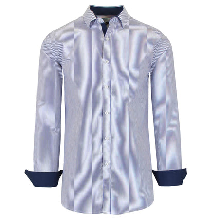 Men's Long Sleeve Slim Fitting Gingham Pattern Dress Shirts