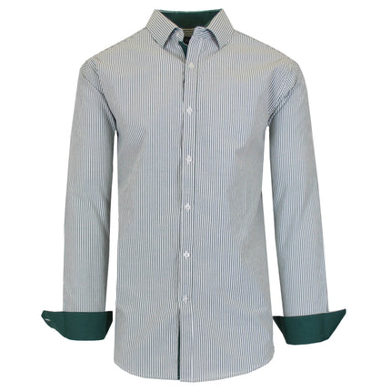 Men's Long Sleeve Slim Fitting Gingham Pattern Dress Shirts