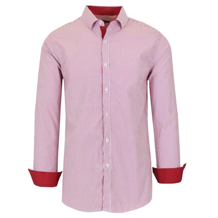 Men's Long Sleeve Slim Fitting Gingham Pattern Dress Shirts