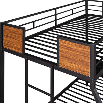 Metal Bunk Bed with Safety Railing Ladder
