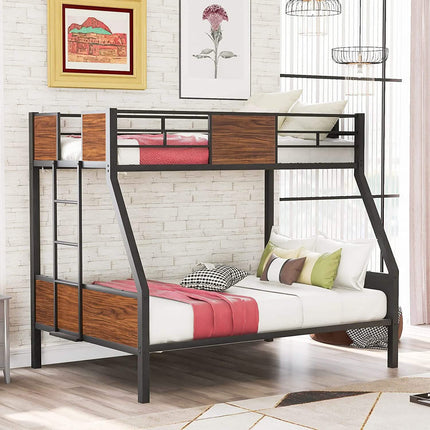 Metal Bunk Bed with Safety Railing Ladder