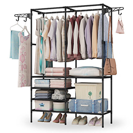 Metal Garment Rack Shoe Clothing Organizer Shelves