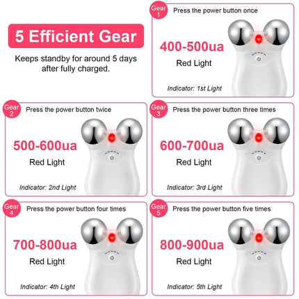 Micro-Current Face Massager Rechargeable Roller with 5 Gears