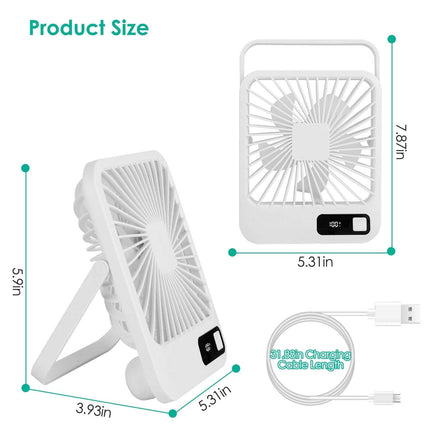 Mini Desktop Cooling Fan Rechargeable Battery Powered with LCD Display