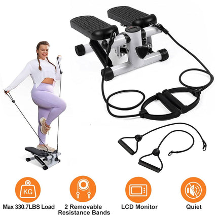 Mini Fitness Stepper with 2 Resistance Bands LCD Monitor