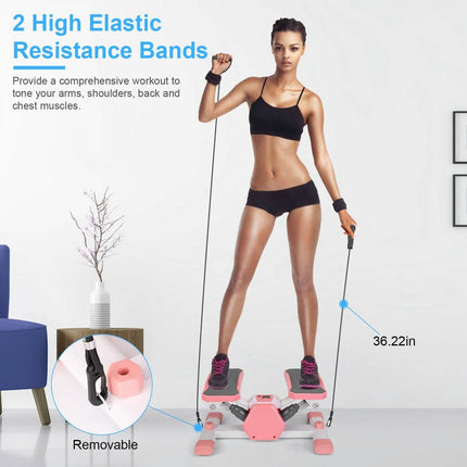 Mini Stepper Stair Stepper with Resistance Bands Quiet Workout with Digital Timer