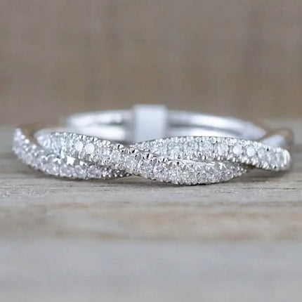 Minimalism 925 Silver Zirconia Twist Ring