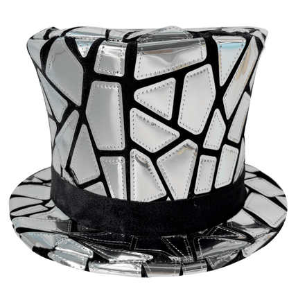 Mirror Mosaic Top Hat – Reflective Costume Hat for Halloween, Parties & Stage PerformancesMirror Mosaic Top Hat