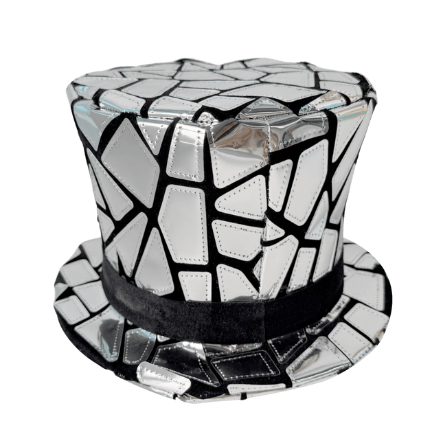 Mirror Mosaic Top Hat – Reflective Costume Hat for Halloween, Parties & Stage PerformancesMirror Mosaic Top Hat