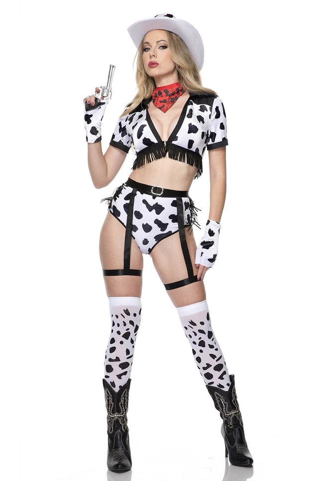 Dalmatian Cow Girl Women Costume by Music Legs only at  TeeJayTraders.com
