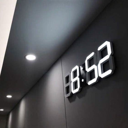 Modern Digital 3D White LED Wall Clock Alarm Clock