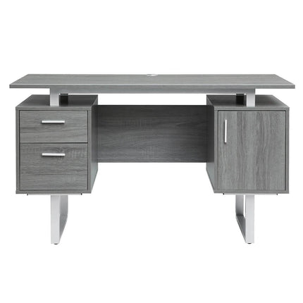 Modern Gray Office Desk with Storage