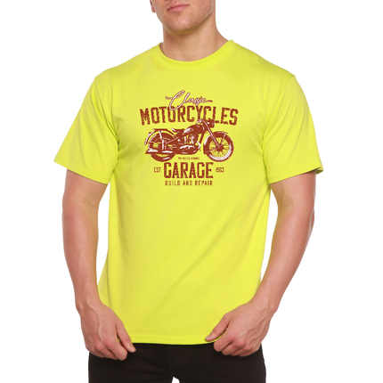 Motorcycles Garage Men's Bamboo Viscose/Organic Cotton Short Sleeve Graphic T-Shirt
