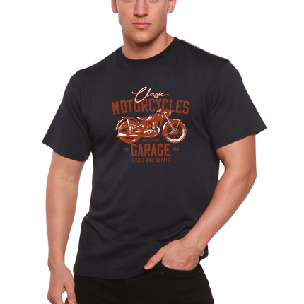 Motorcycles Garage Men's Bamboo Viscose/Organic Cotton Short Sleeve Graphic T-Shirt