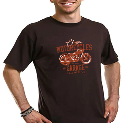 Motorcycles Garage Men's Bamboo Viscose/Organic Cotton Short Sleeve Graphic T-Shirt
