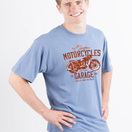 Motorcycles Garage Men's Bamboo Viscose/Organic Cotton Short Sleeve Graphic T-Shirt