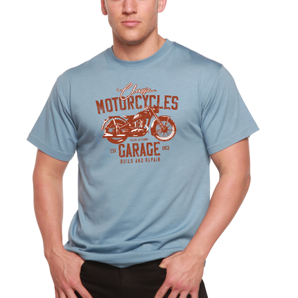 Motorcycles Garage Men's Bamboo Viscose/Organic Cotton Short Sleeve Graphic T-Shirt