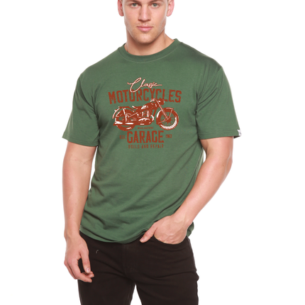 Motorcycles Garage Men's Bamboo Viscose/Organic Cotton Short Sleeve Graphic T-Shirt