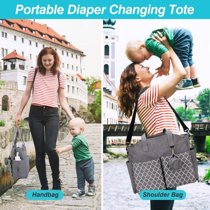Multifunctional Diaper Changing Tote Bag with Adjustable Messenger Strap
