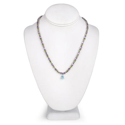 32.50 Carat Genuine Multi Stones .925 Sterling Silver Necklace