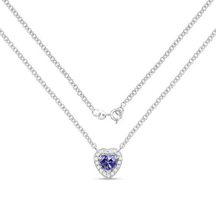 0.55 Carat Genuine Tanzanite and White Topaz .925 Sterling Silver Necklace