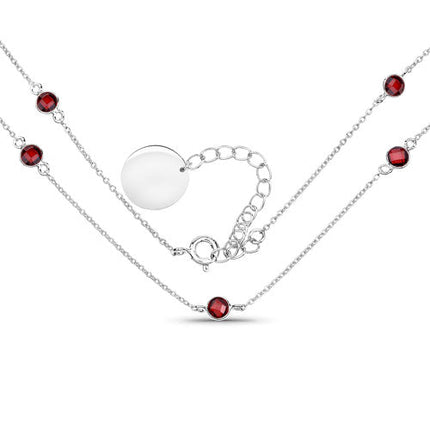2.10 Carat Genuine Garnet .925 Sterling Silver Necklace