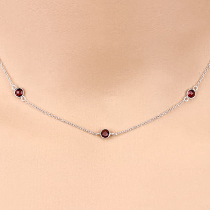 2.10 Carat Genuine Garnet .925 Sterling Silver Necklace