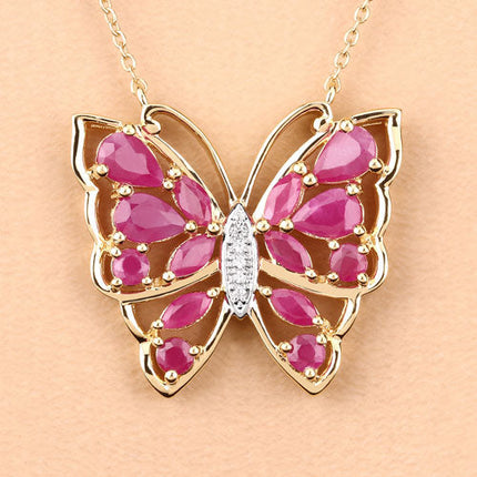 2.88 Carat Genuine Ruby and White Zircon .925 Sterling Silver Necklace